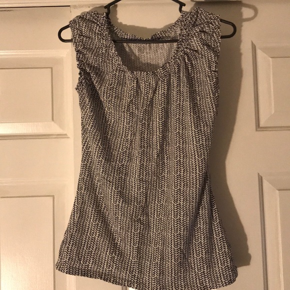 LOFT Tops - Black and white cap sleeve shirt.